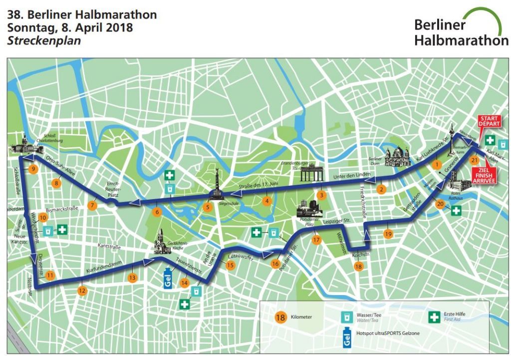 Strecke des Halbmarathon 2018.